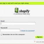 The login screen of Shopify